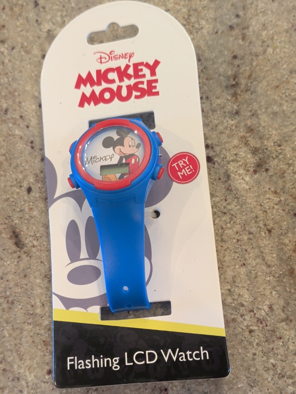 Disney Mickey Mouse Blue and Red Kids Flashing LCD Watch New